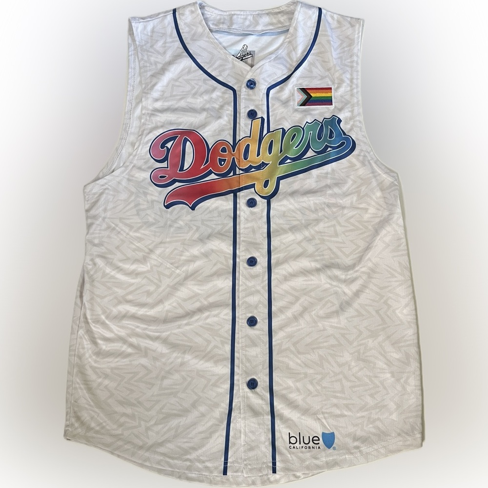 MLB Los Angeles Dodgers Baseball Men's Sleeveless Jersey, LA Pride, size Medium